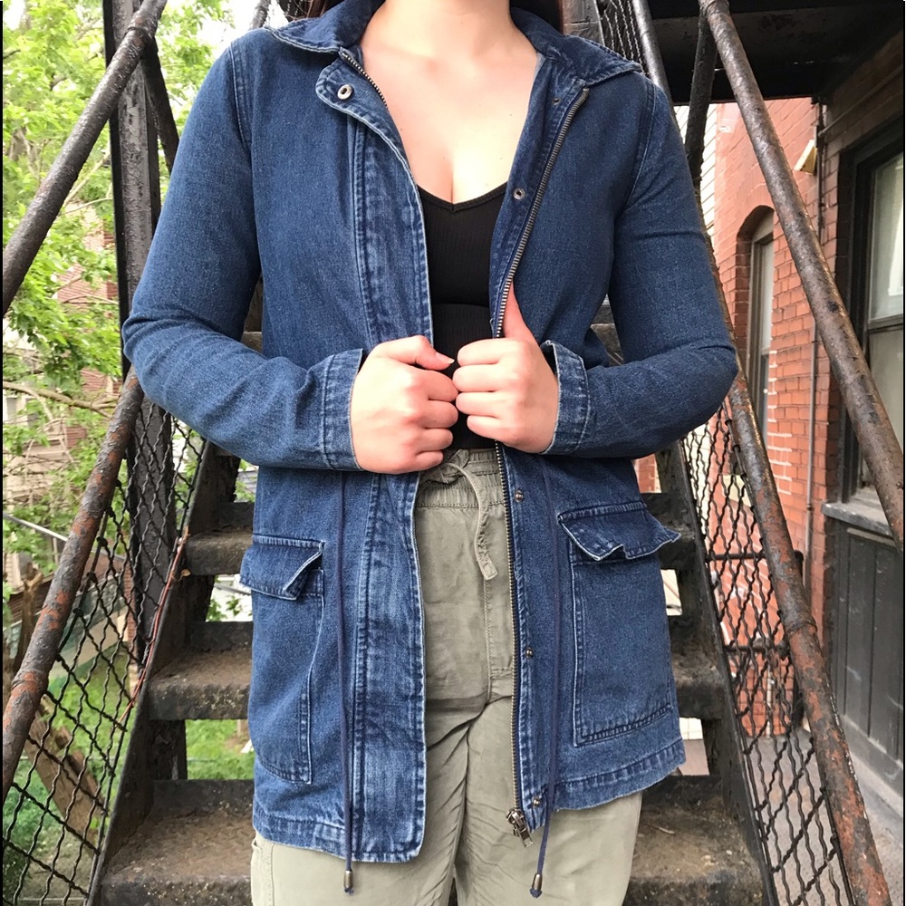 Longline hooded jean jacket